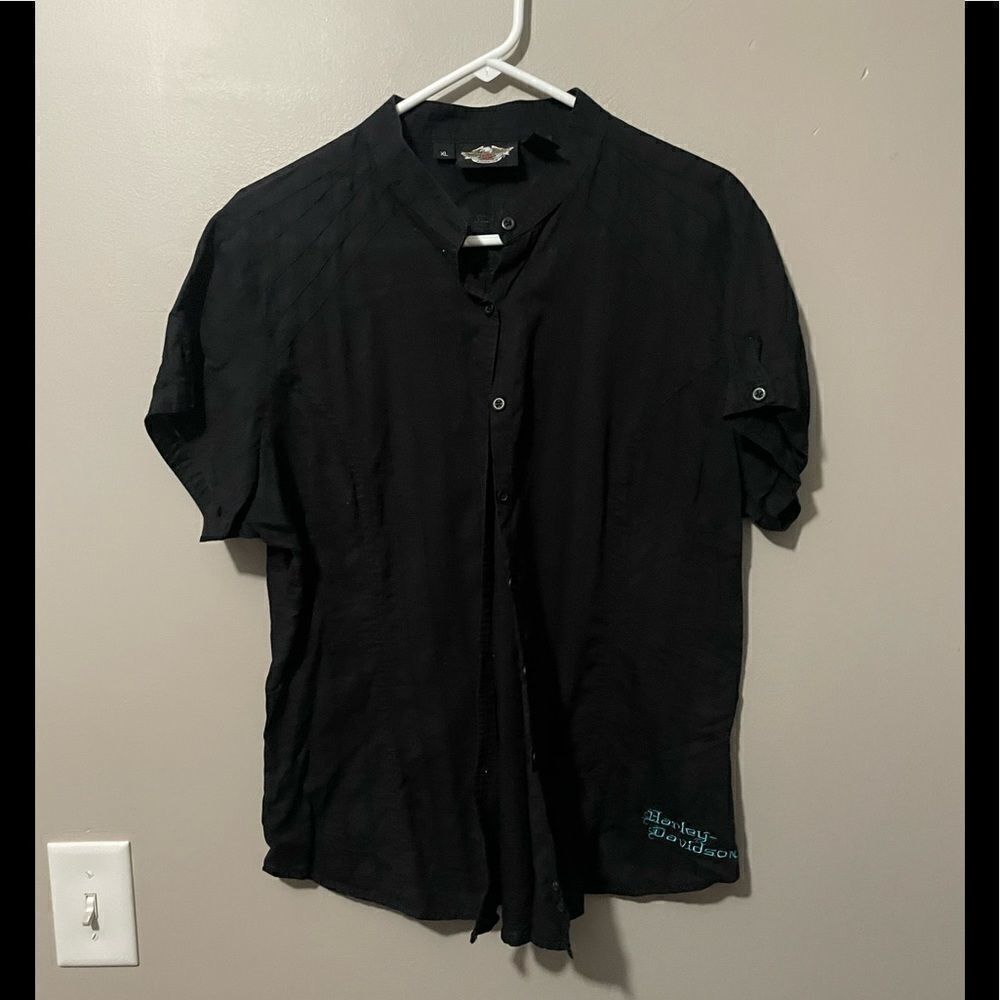 Harley-Davidson Black Button-Up Women's Top